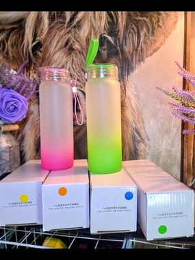 Set Of 5 Ombre Sublimation Frosted Glass Water Bottle Bundle